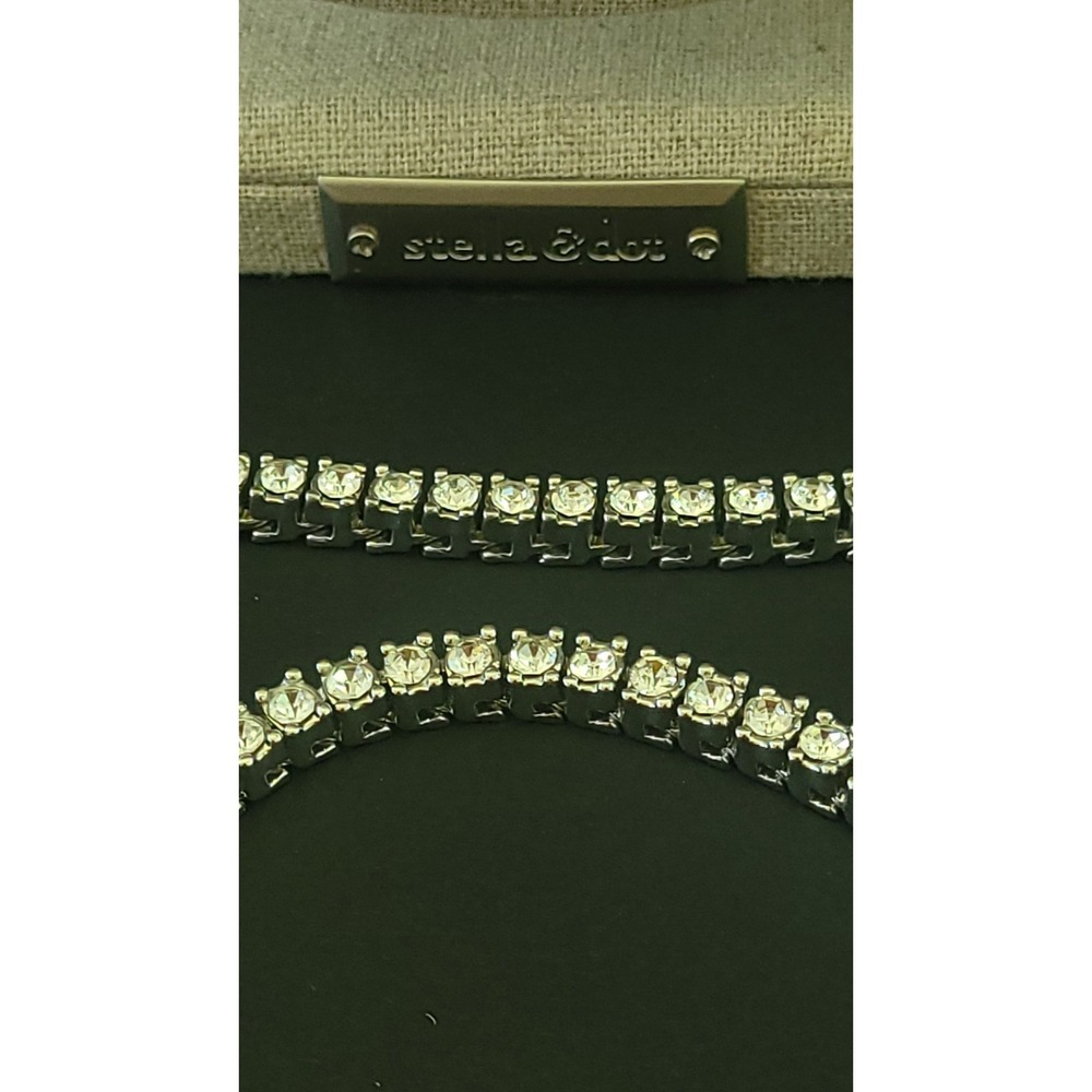 Vintage Clear Rhinestone Tennis Necklace 5mm Silver Tone Classic Statement